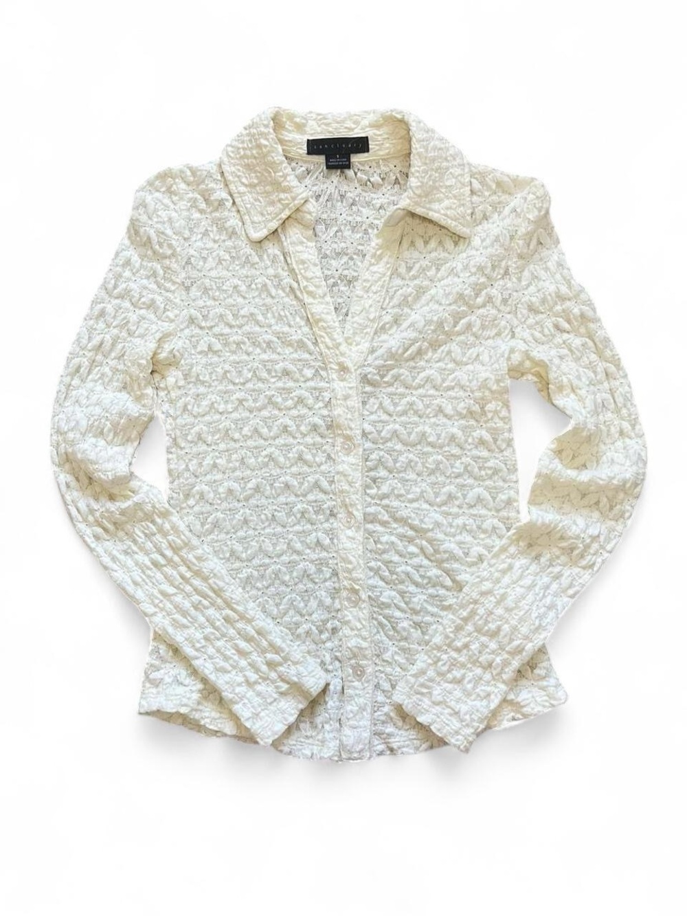 Sanctuary ‘Dreamgirl’ in color Chalk - cream lace button up shirt Size Small